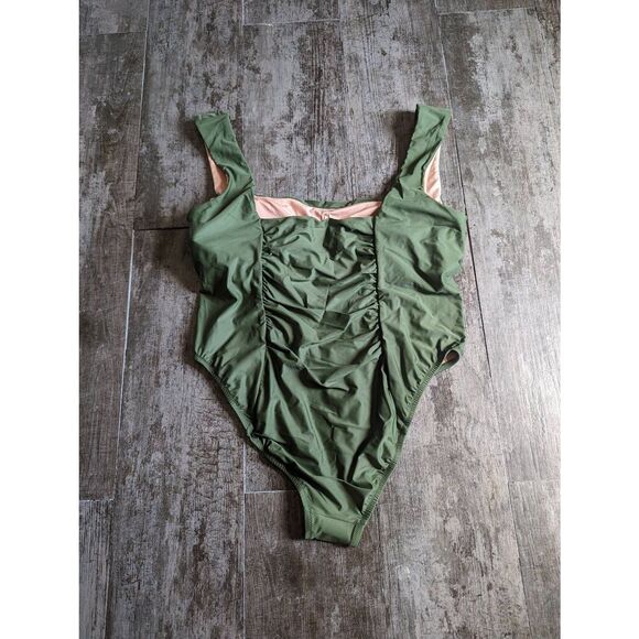 J. CREW RE-IMAGINED Ruched Square Neck One Piece Swimsuit - Picture 3 of 5